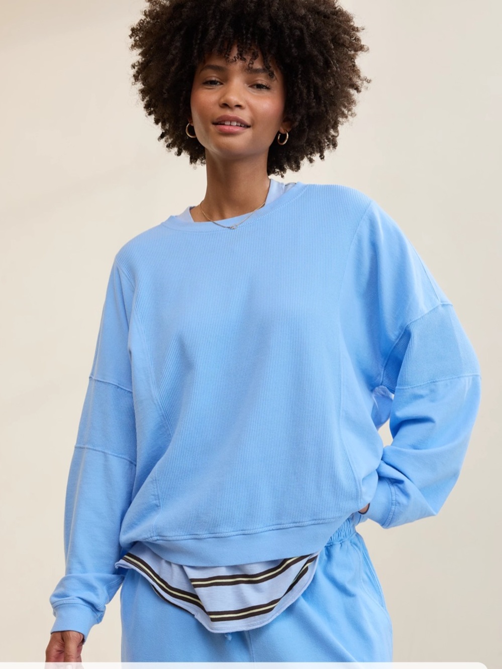 Aerie Unwind Waffle Long Sleeve T-Shirt Horizon Sky